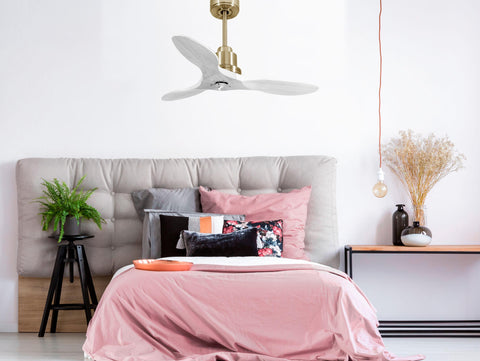 Ventilador de techo Modo Invierno/Verano Termostato Dimable Wifi Motor DC Techos Inclinados Mando a Distancia Luz tres tonos Hypersilence Memoria