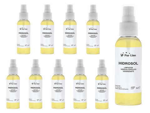 Limpiador hidroalcohÃ³lico higienizante con pulverizador. Pack de 10 frascos de 50ml