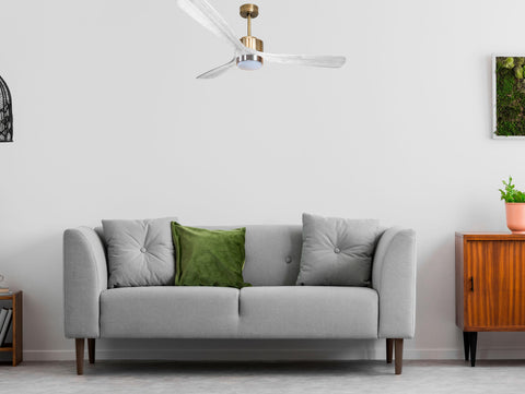 Ventilador de techo Modo Invierno/Verano Termostato Dimable Wifi Motor DC Techos Inclinados Mando a Distancia Luz tres tonos Hypersilence Memoria