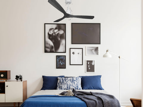 Ventilador de techo Reversible Termostato Dimable Wifi Motor DC Techos Inclinados Mando a Distancia Luz tres tonos Hypersilence Memoria 2