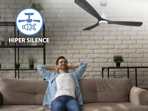 Ventilador de techo Reversible Termostato Dimable Wifi Motor DC Techos Inclinados Mando a Distancia Luz tres tonos Hypersilence Memoria 3