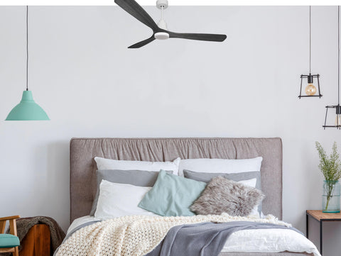Ventilador de techo Reversible Termostato Dimable Wifi Motor DC Techos Inclinados Mando a Distancia Luz tres tonos Hypersilence Memoria 6