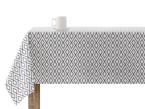 Mantel antimanchas 100% algodón puro 1 pieza con diseño geométrico en gris