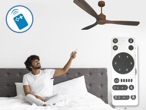 Ventilador de techo Reversible Termostato Wifi Motor DC Techos Inclinados Mando a Distancia Memoria 6