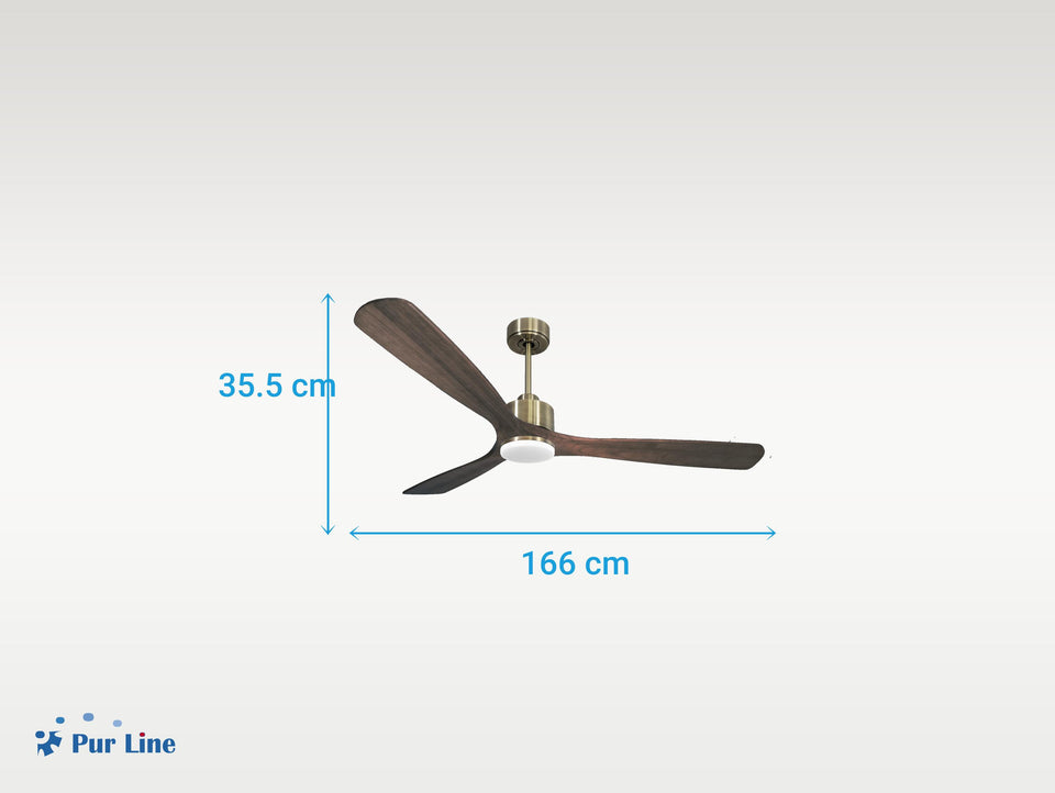 Ventilador de techo Reversible Termostato Dimable Wifi Motor DC Techos Inclinados Mando a Distancia Luz tres tonos Memoria 3