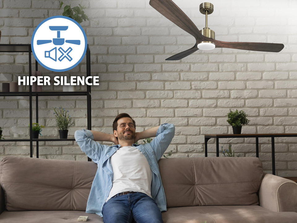 Ventilador de techo Reversible Termostato Dimable Wifi Motor DC Techos Inclinados Mando a Distancia Luz tres tonos Memoria 6