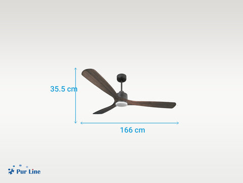 Ventilador de techo Reversible Termostato Dimable Wifi Motor DC Techos Inclinados Mando a Distancia Luz tres tonos Memoria 6