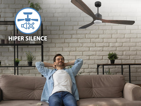Ventilador de techo Reversible Termostato Dimable Wifi Motor DC Techos Inclinados Mando a Distancia Luz tres tonos Memoria 5