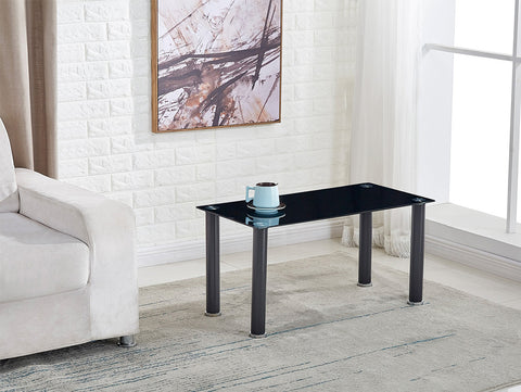 Mesa de centro de cristal 80x45cm y patas metálicas