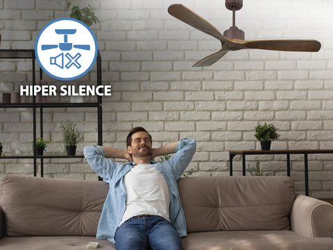 Ventilador de techo Reversible Termostato Wifi Motor DC Techos Inclinados Mando a Distancia Hypersilence Memoria FullWood 3