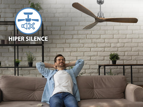 Ventilador de techo Reversible Termostato Wifi Motor DC Techos Inclinados Mando a Distancia Hypersilence Memoria FullWood 3