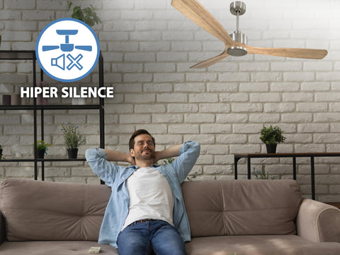 Ventilador de techo Reversible Termostato Wifi Motor DC Techos Inclinados Mando a Distancia Hypersilence Memoria 3