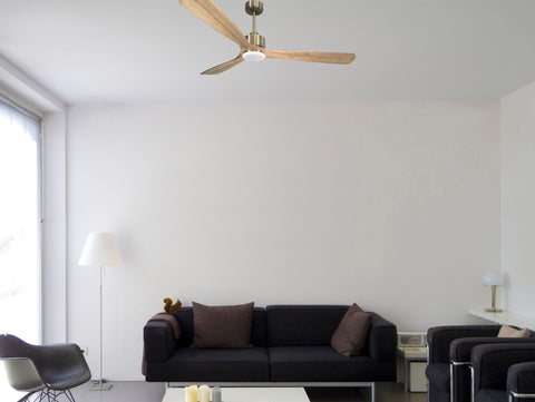 Ventilador de techo Reversible Termostato Dimable Wifi Motor DC Techos Inclinados Mando a Distancia Luz tres tonos Hypersilence Memoria 6