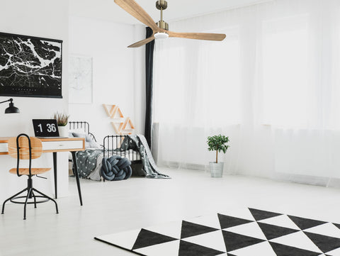 Ventilador de techo Reversible Termostato Dimable Wifi Motor DC Techos Inclinados Mando a Distancia Luz tres tonos Hypersilence Memoria 7