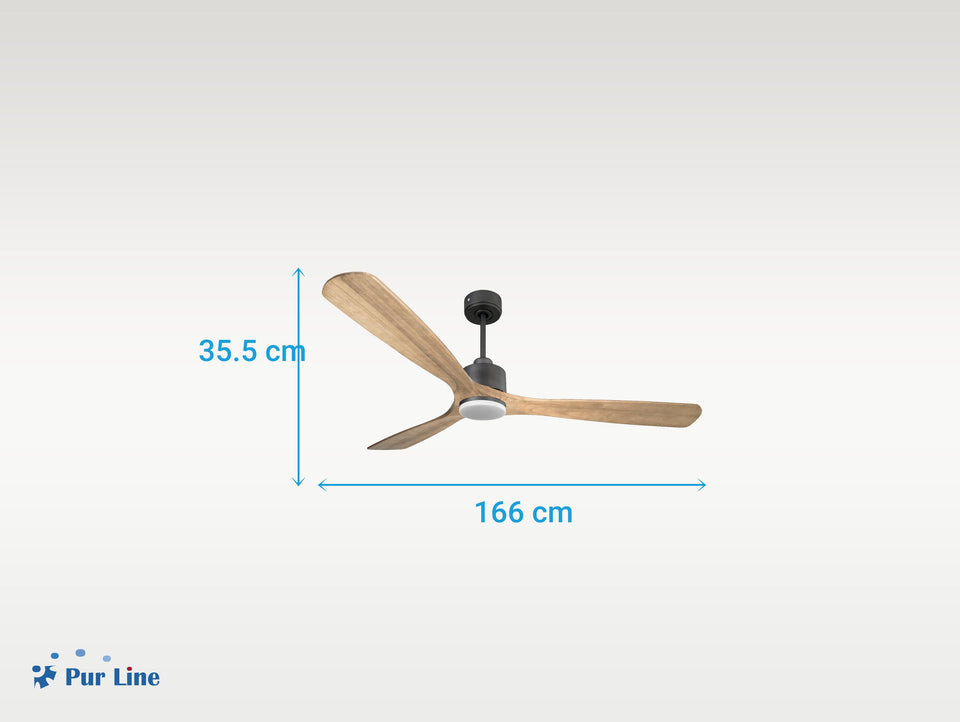 Ventilador de techo Reversible Termostato Dimable Wifi Motor DC Techos Inclinados Mando a Distancia Luz tres tonos Hypersilence Memoria 2