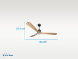 Ventilador de techo Reversible Termostato Dimable Wifi Motor DC Techos Inclinados Mando a Distancia Luz tres tonos Hypersilence Memoria 2