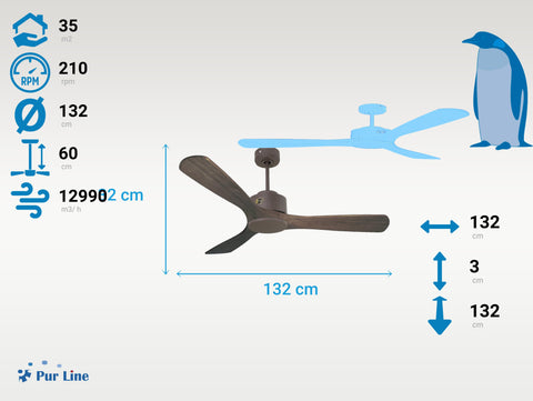 Ventilador de Techo Ultra silencioso de bajo consumo DC MoyoD132C0265334