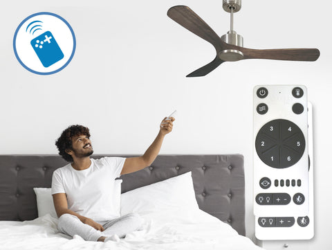 Ventilador de techo Reversible Termostato Wifi Motor DC Techos Inclinados Mando a Distancia Hypersilence Memoria 3