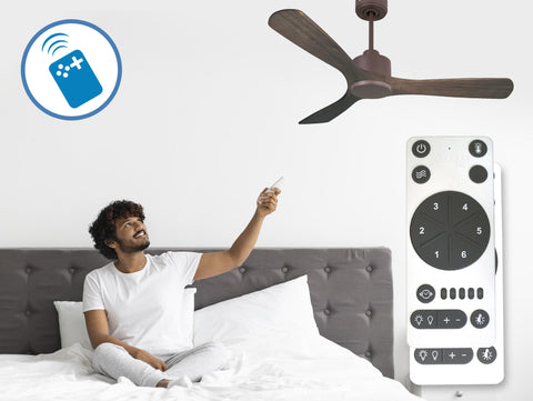 Ventilador de techo Reversible Termostato Wifi Motor DC Techos Inclinados Mando a Distancia Hypersilence Memoria 4