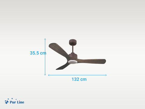 Ventilador de techo Reversible Termostato Dimable Wifi Motor DC Techos Inclinados Mando a Distancia Luz tres tonos Hypersilence Memoria 2