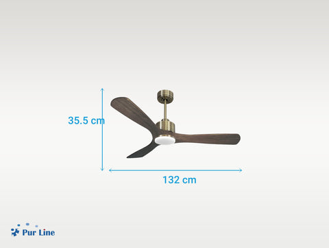 Ventilador de techo Reversible Termostato Dimable Wifi Motor DC Techos Inclinados Mando a Distancia Luz tres tonos Hypersilence Memoria 4