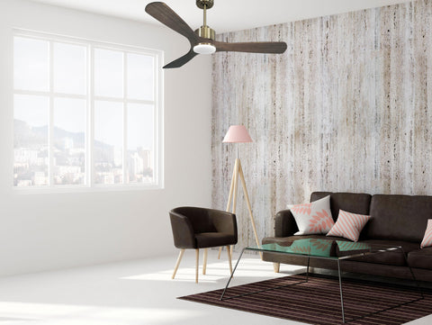 Ventilador de techo Reversible Termostato Dimable Wifi Motor DC Techos Inclinados Mando a Distancia Luz tres tonos Hypersilence Memoria 7