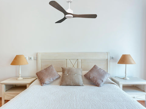 Ventilador de techo Reversible Termostato Dimable Wifi Motor DC Techos Inclinados Mando a Distancia Luz tres tonos Hypersilence Memoria 7