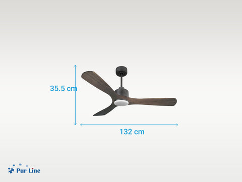 Ventilador de techo Reversible Termostato Dimable Wifi Motor DC Techos Inclinados Mando a Distancia Luz tres tonos Hypersilence Memoria 5