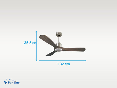 Ventilador de techo Reversible Termostato Dimable Wifi Motor DC Techos Inclinados Mando a Distancia Luz tres tonos Hypersilence Memoria 3