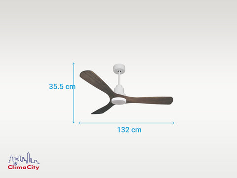 Ventilador de techo Reversible Termostato Dimable Wifi Motor DC Techos Inclinados Mando a Distancia Luz tres tonos Hypersilence Memoria 7