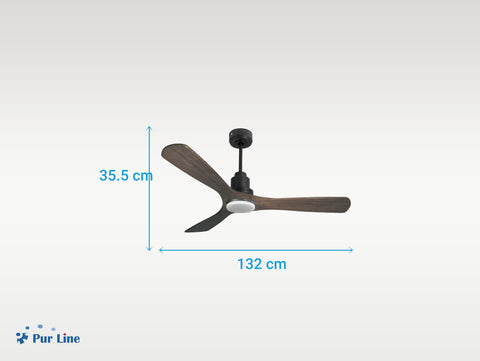 Ventilador de techo Reversible Termostato Dimable Wifi Motor DC Techos Inclinados Mando a Distancia Luz tres tonos Hypersilence Memoria 5