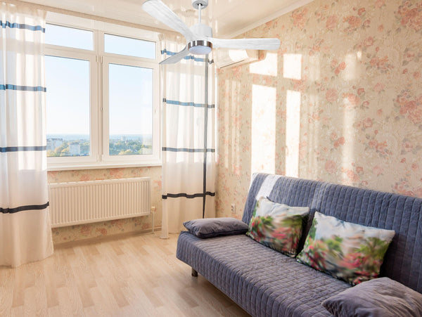 Ventilador de techo Modo Invierno/Verano Termostato Dimable Wifi Motor DC Techos Inclinados Mando a Distancia Luz tres tonos Hypersilence Memoria