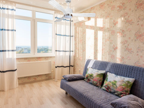 Ventilador de techo Modo Invierno/Verano Termostato Dimable Wifi Motor DC Techos Inclinados Mando a Distancia Luz tres tonos Hypersilence Memoria