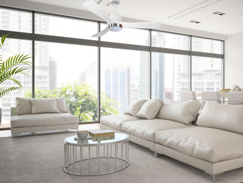 Ventilador de techo Modo Invierno/Verano Termostato Dimable Wifi Motor DC Techos Inclinados Mando a Distancia Luz tres tonos Hypersilence Memoria