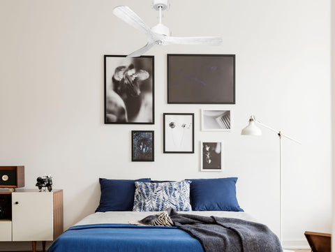 Ventilador de techo Modo Invierno/Verano Termostato Dimable Wifi Motor DC Techos Inclinados Mando a Distancia Luz tres tonos Hypersilence Memoria