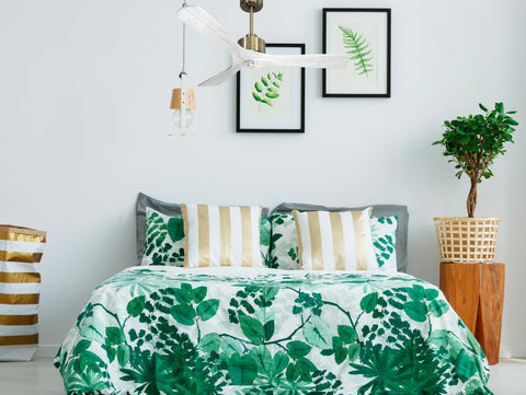 Ventilador de techo Modo Invierno/Verano Termostato Dimable Wifi Motor DC Techos Inclinados Mando a Distancia Luz tres tonos Hypersilence Memoria