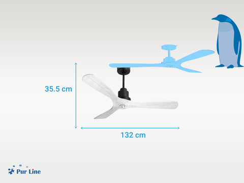 Ventilador de techo Modo Invierno/Verano Termostato Dimable Wifi Motor DC Techos Inclinados Mando a Distancia Luz tres tonos Hypersilence Memoria
