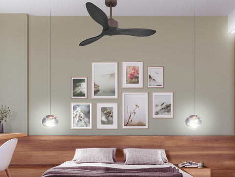 Ventilador de techo Reversible Termostato Wifi Motor DC Techos Inclinados Mando a Distancia Hypersilence Memoria FullWood 7