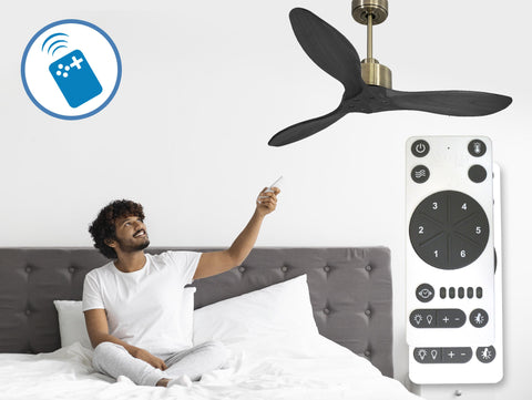 Ventilador de techo Reversible Termostato Wifi Motor DC Techos Inclinados Mando a Distancia Hypersilence Memoria FullWood 4