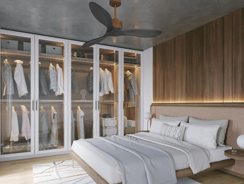 Ventilador de techo Reversible Termostato Wifi Motor DC Techos Inclinados Mando a Distancia Hypersilence Memoria FullWood 4