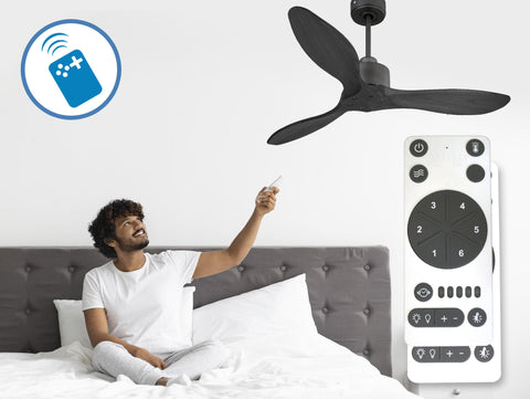 Ventilador de techo Reversible Termostato Wifi Motor DC Techos Inclinados Mando a Distancia Hypersilence Memoria FullWood 2