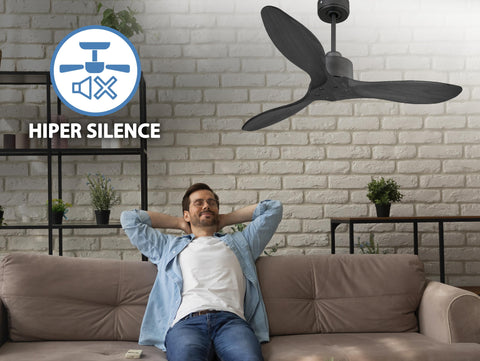 Ventilador de techo Reversible Termostato Wifi Motor DC Techos Inclinados Mando a Distancia Hypersilence Memoria FullWood 3