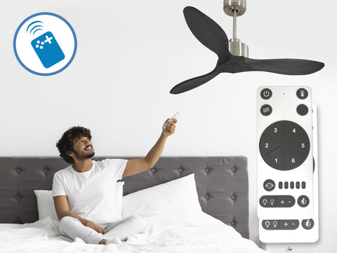 Ventilador de techo Reversible Termostato Wifi Motor DC Techos Inclinados Mando a Distancia Hypersilence Memoria FullWood 5