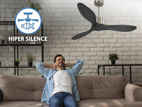 Ventilador de techo Reversible Termostato Wifi Motor DC Techos Inclinados Mando a Distancia Hypersilence Memoria FullWood 3