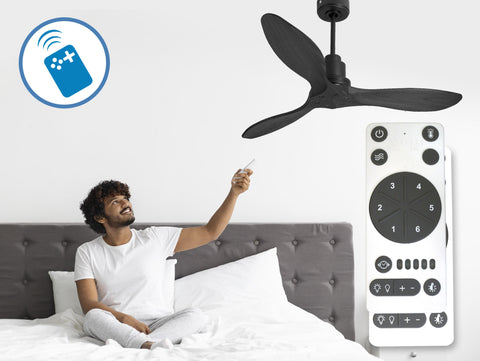 Ventilador de techo Reversible Termostato Wifi Motor DC Techos Inclinados Mando a Distancia Hypersilence Memoria FullWood 7