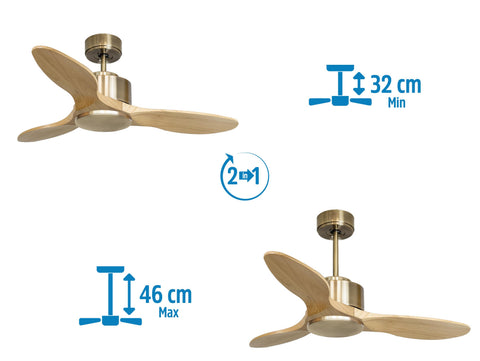 Ventilador de techo Reversible Termostato Wifi Motor DC Techos Inclinados Mando a Distancia Hypersilence Memoria