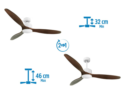 Ventilador de techo Reversible Termostato Wifi Motor DC Techos Inclinados Mando a Distancia Hypersilence Memoria