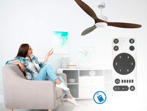 Ventilador de techo Reversible Termostato Wifi Motor DC Techos Inclinados Mando a Distancia Hypersilence Memoria