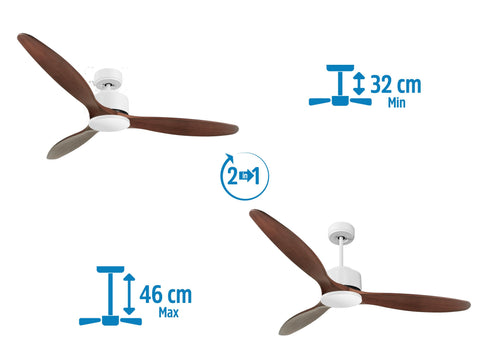 Ventilador de techo Reversible Termostato Wifi Motor DC Techos Inclinados Mando a Distancia Hypersilence Memoria