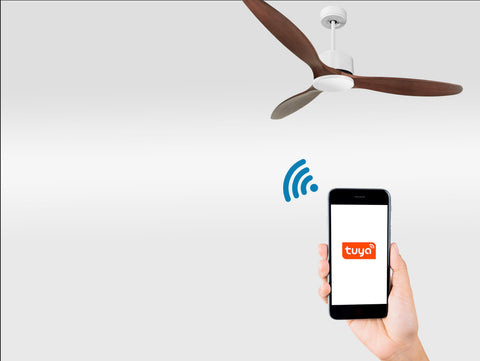 Ventilador de techo Reversible Termostato Wifi Motor DC Techos Inclinados Mando a Distancia Hypersilence Memoria